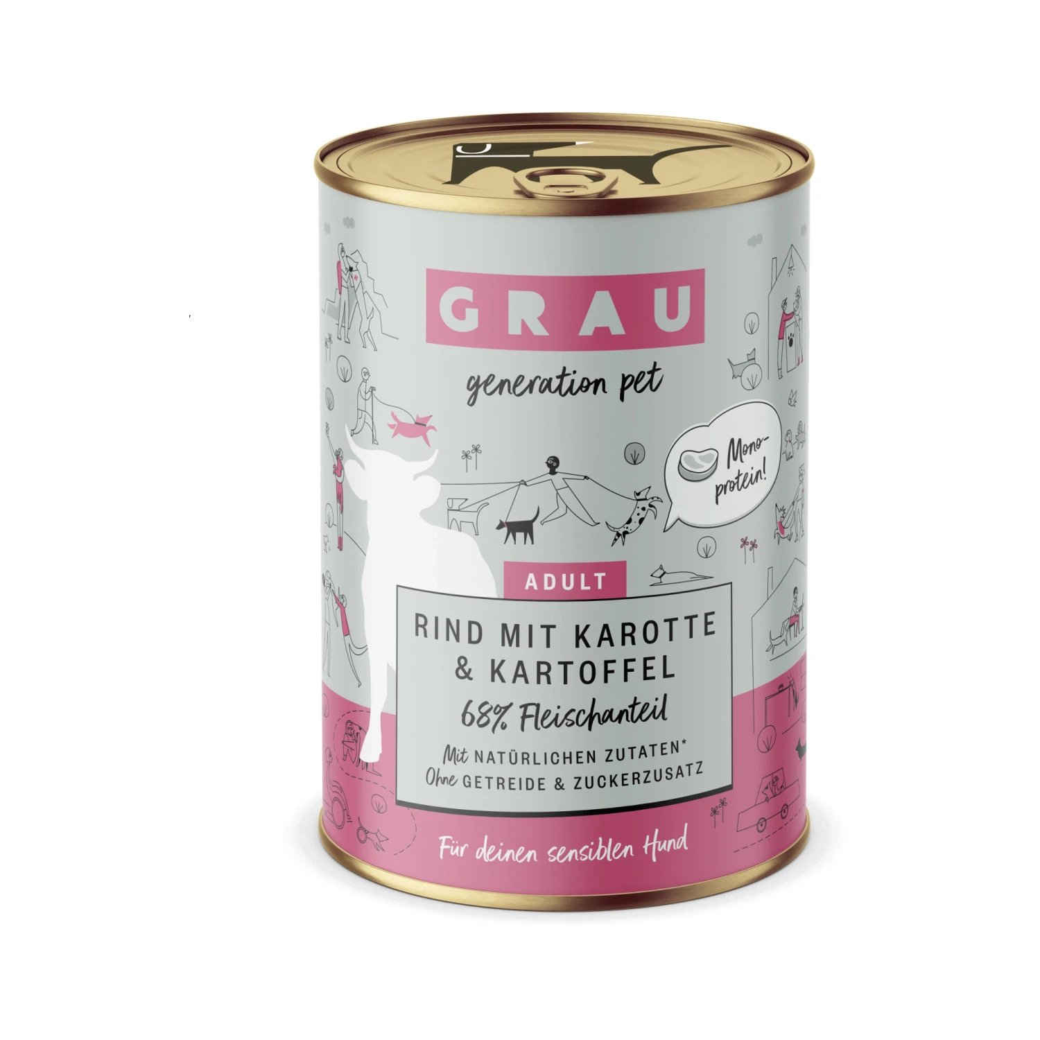 Grau Adult Graanvrij Hondenvoer - Rund Met Wortel En Aardappel - Blik 2 Grau Adult Graanvrij Hondenvoer - Rund Met Wortel En Aardappel - Blik - Afbeelding 2